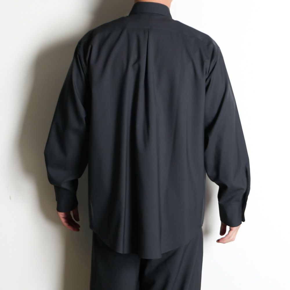 【ラスト1点-サイズ3】 COMFORT FIT SHIRT - CHARCOAL / オーガニックウール2/80トロピカル - コンフォートフィットシャツ / A26A15SH01C