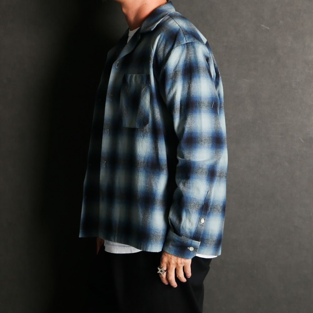 【ラスト1点-サイズ3】 C.Flannel Ombre Open Collar SH - BPT / 2509-5004