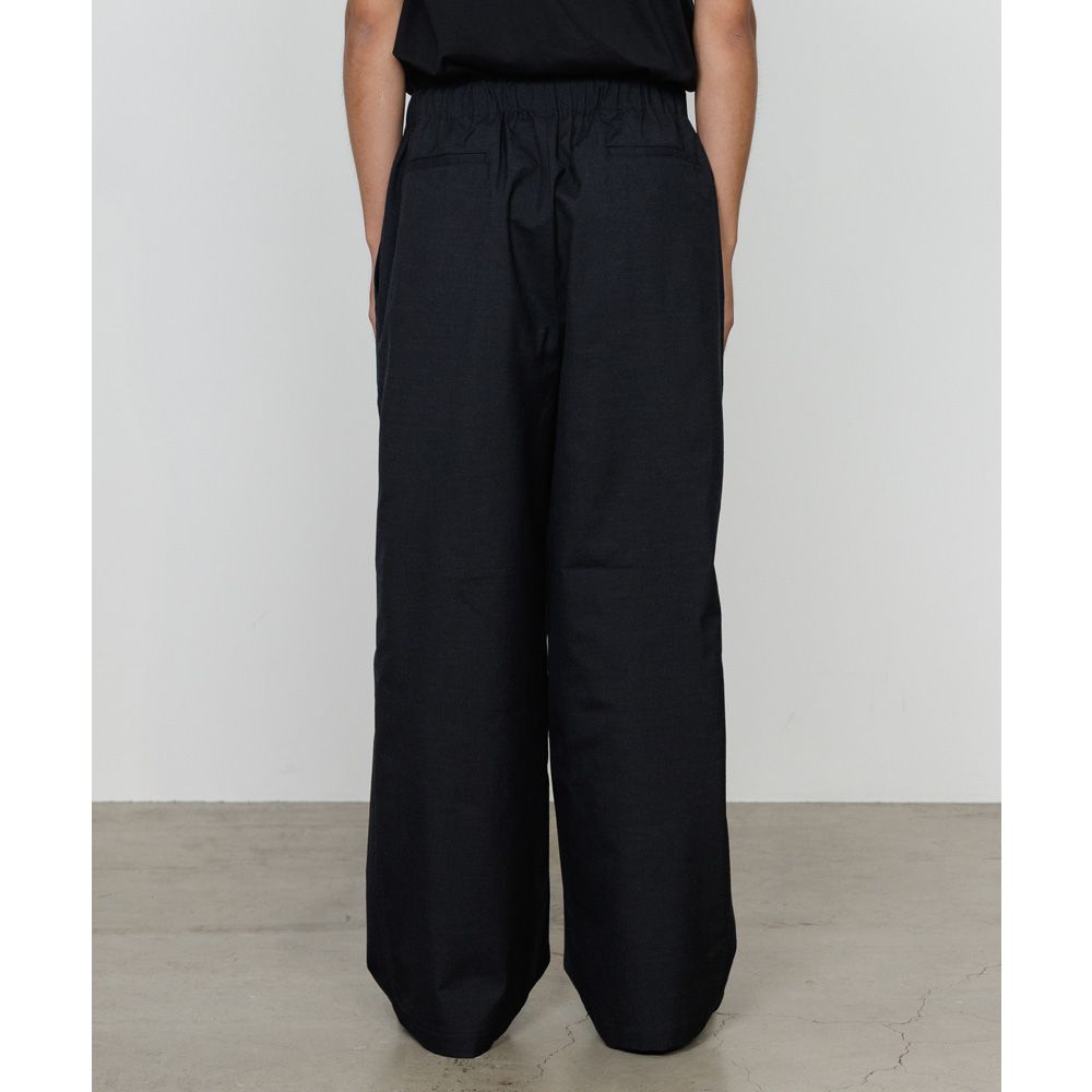 WIDE CYLINDER FIT EASY PANTS - CHANBRAY BLACK / 2/72 ウールトロピカルワッシャー - ワイドシリンダーフィット イージーパンツ / M26A11PT01C