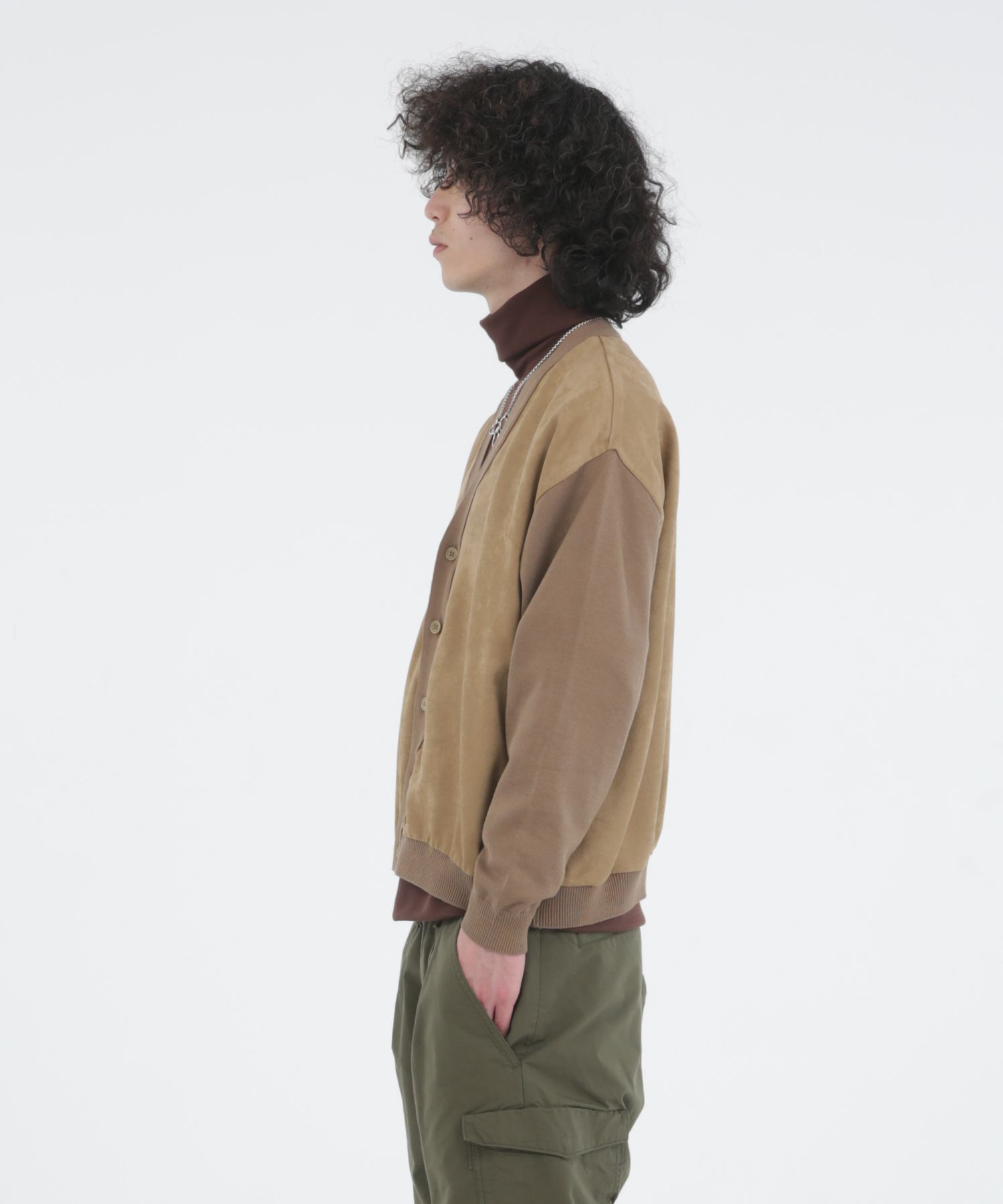 ECO SUEDE COMBI KNIT CD / エコスエード ニットカーディガン / 278208