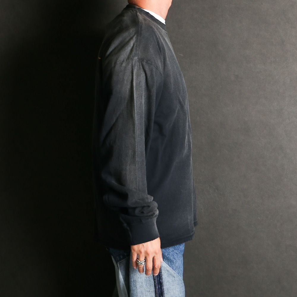 "Messenger Bird" Distressed Pocket L/S T-shirt - BLACK / グラフィック Tシャツ / G15LT086