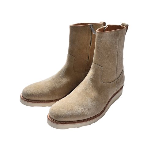 Suede Leather Side Zipper Boots - BEI / MDMGK001