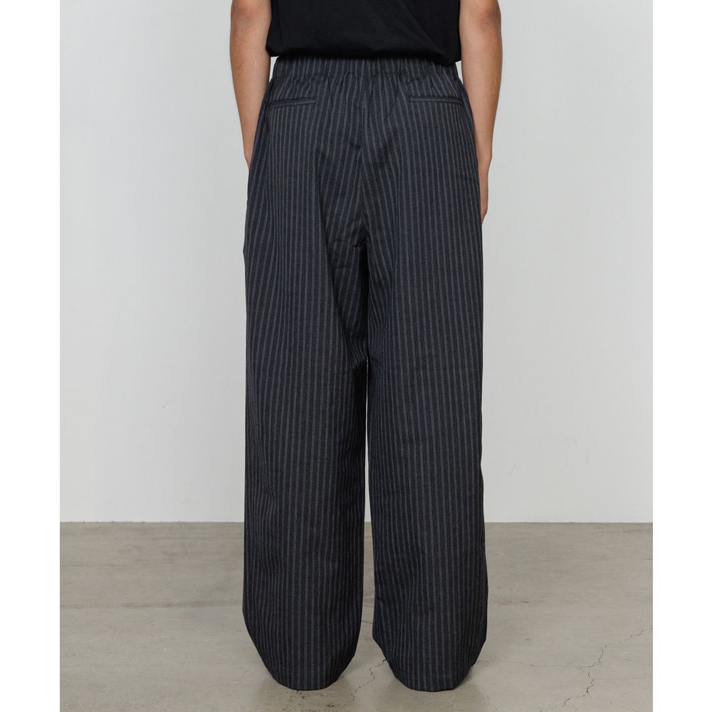 WIDE CYLINDER FIT EASY PANTS - GRAY STRIPE / 2/72 ウールトロピカルワッシャー - ワイドシリンダーフィット イージーパンツ / M26A11PT01C