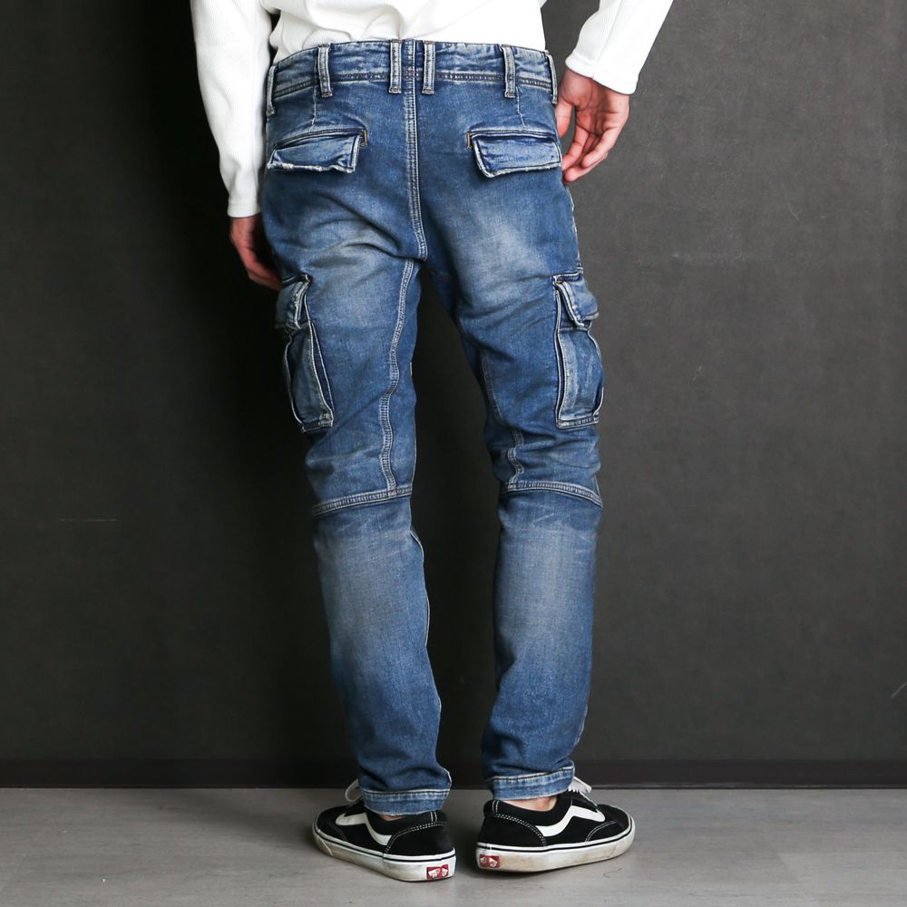 TMT - SWEATLIKE-STRETCH DENIM TAPERED CARGO PANTS / スウェット