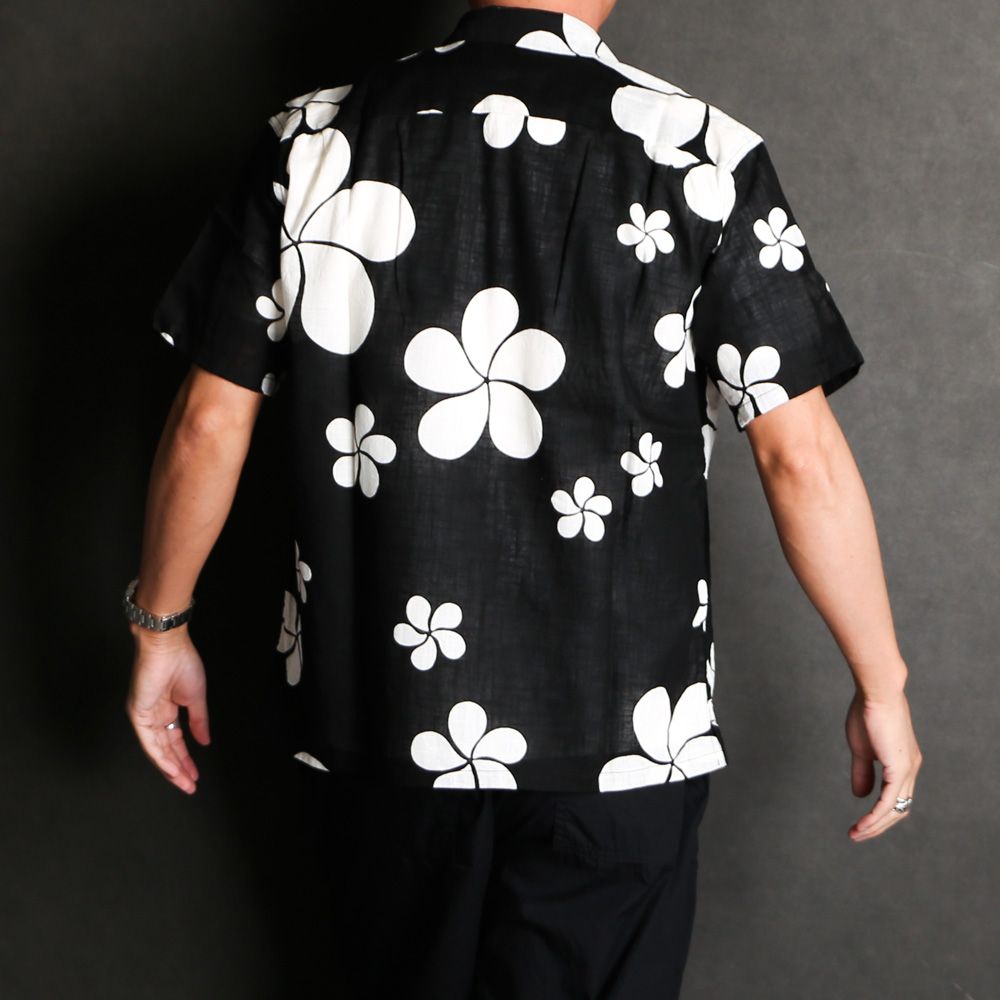 FLOWER ALOHA S/S SHIRT - BLACK / ハワイアンシャツ / 24'RS-0508