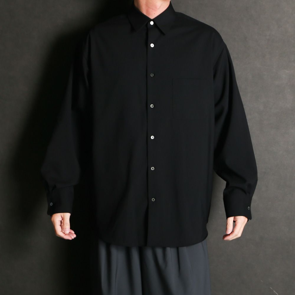 COMFORT FIT SHIRT - BLACK / オーガニックウール2/80トロピカル - コンフォートフィットシャツ / A26A15SH01C