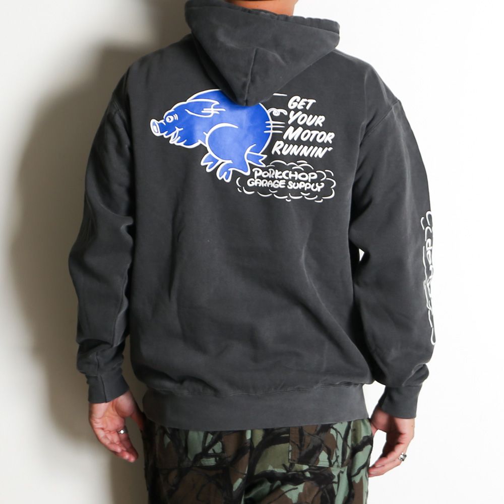 RUNNING LOGO HOODIE - ASH BLACK / プルオーバーパーカー