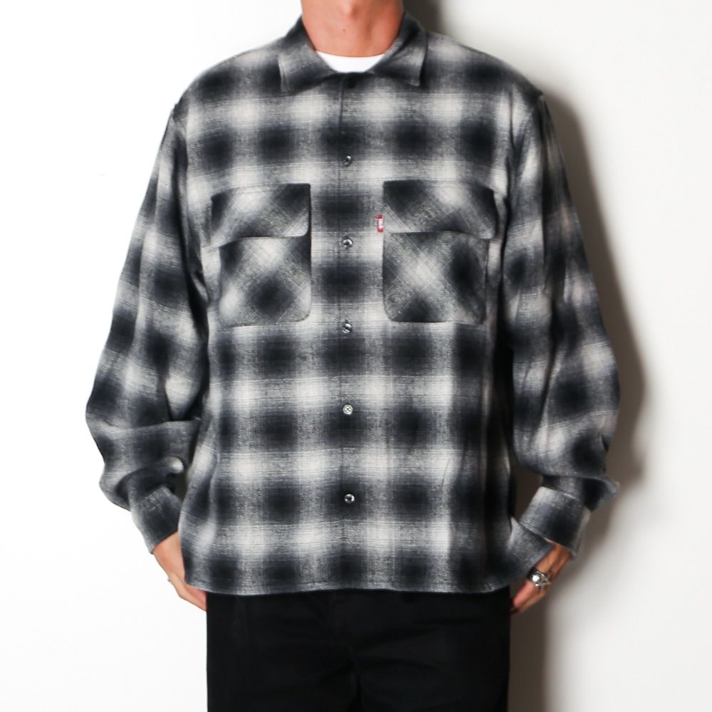 Wool Ombre Check L/S Shirt (26aw) - BLK / チェックシャツ / HS-100626