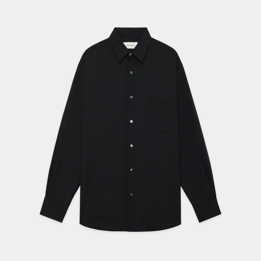 COMFORT FIT SHIRT - BLACK / オーガニックウール2/80トロピカル - コンフォートフィットシャツ / A26A15SH01C