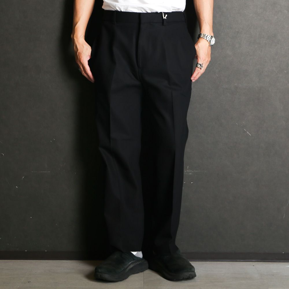 FLAT TAPERED TROUSERS - BLACK / オーガニックコットン サバイバルクロス - フラットテーパードイージートラウザーズ / A26A93PT01C