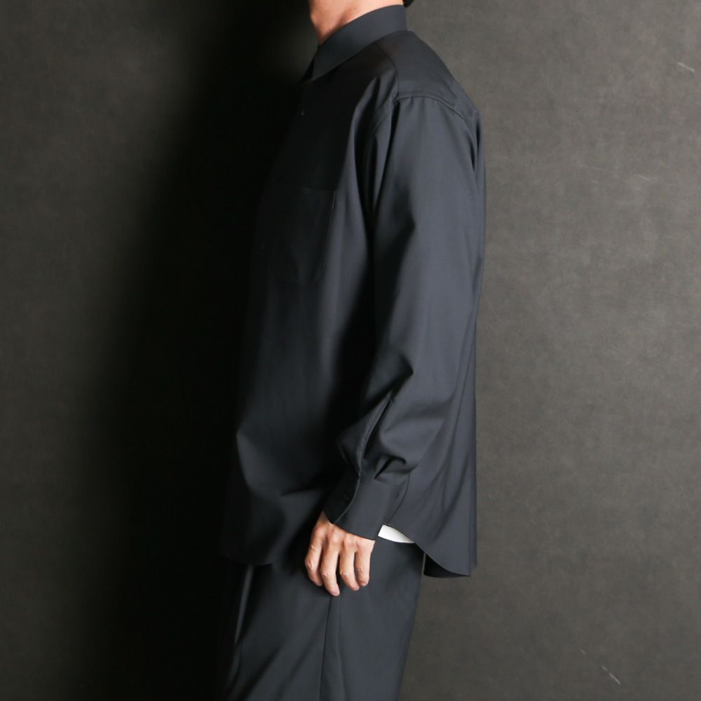 【ラスト1点-サイズ3】 COMFORT FIT SHIRT - CHARCOAL / オーガニックウール2/80トロピカル - コンフォートフィットシャツ / A26A15SH01C