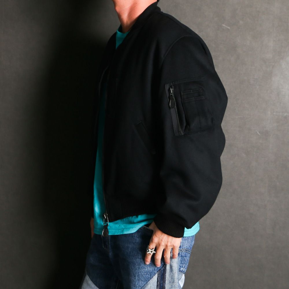 Wool  Melton Bomber JKT - BLK / 2511-9001