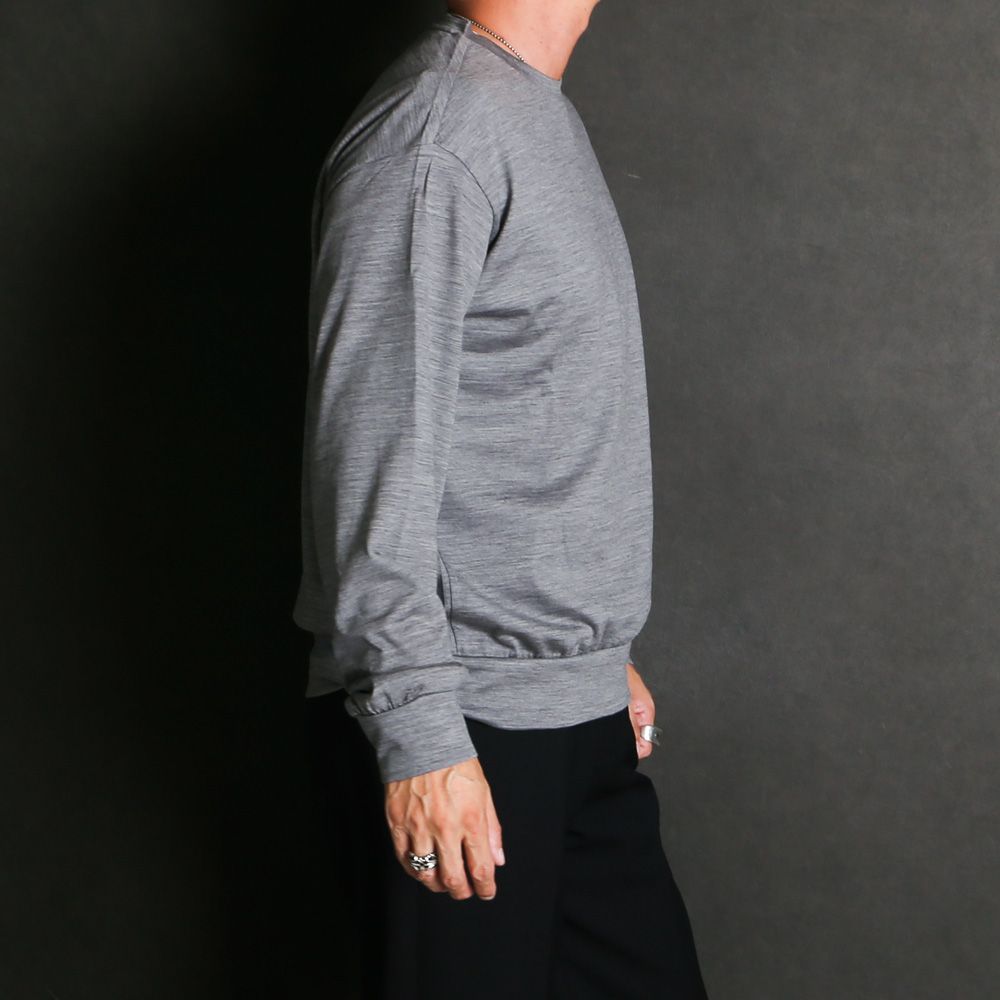 【ラスト1点-サイズ4】 Crew Neck L/S Tee - Top Gray / スーパー100sウォッシャブルウール天竺 - クルーネック L/S Tee / M26C15CS03C