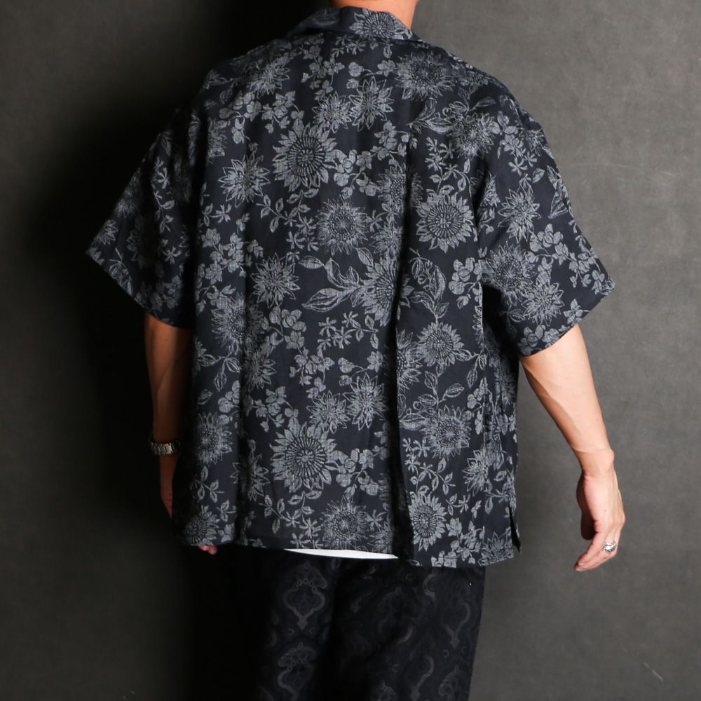 superNova. - Aloha shirt - Sunflower - Black / アロハシャツ - マンガン絣 / SN-521B |  chemical conbination