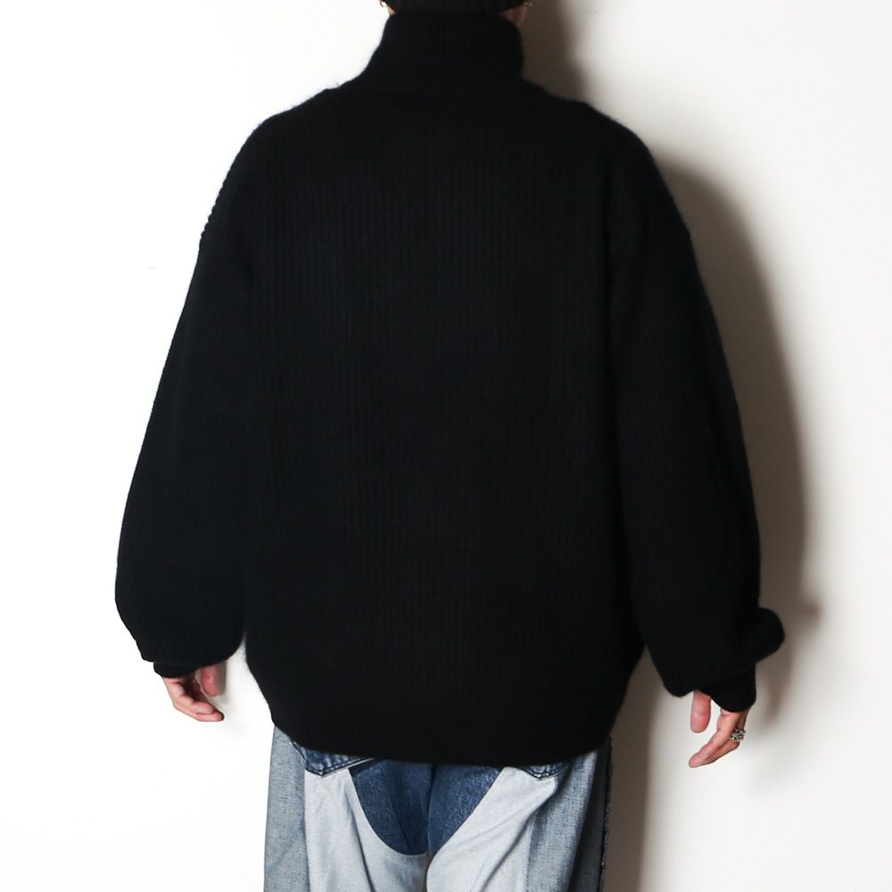 RACCON HALF ZIP KNIT - BLACK / ハーフジップニット / VTM-26-K-106