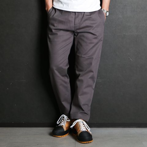 【ラスト1点-サイズS】 VINTAGE TYPE CHINO CLOTH TUCK TROUSERS - GRAY / 1タックテーパード チノパンツ / CL-24SS006 CL-24SS006 CALEE