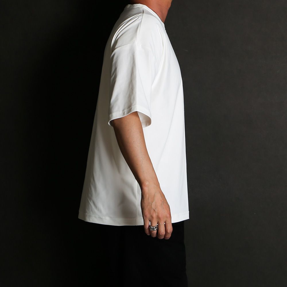 【ラスト1点-サイズ3】 leather pocket overnylon T - WHITE / エコレザーポケット ルーズTシャツ / RC35-T-005
