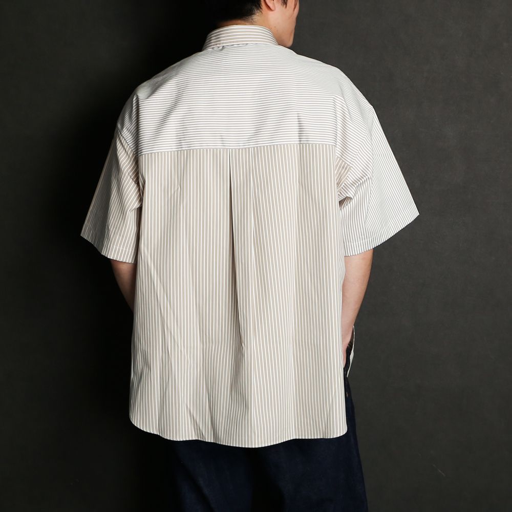 Short sleeve hidden BD shirt - Crazy stripe / 半袖シャツ クレイジーストライプ / SN-429B