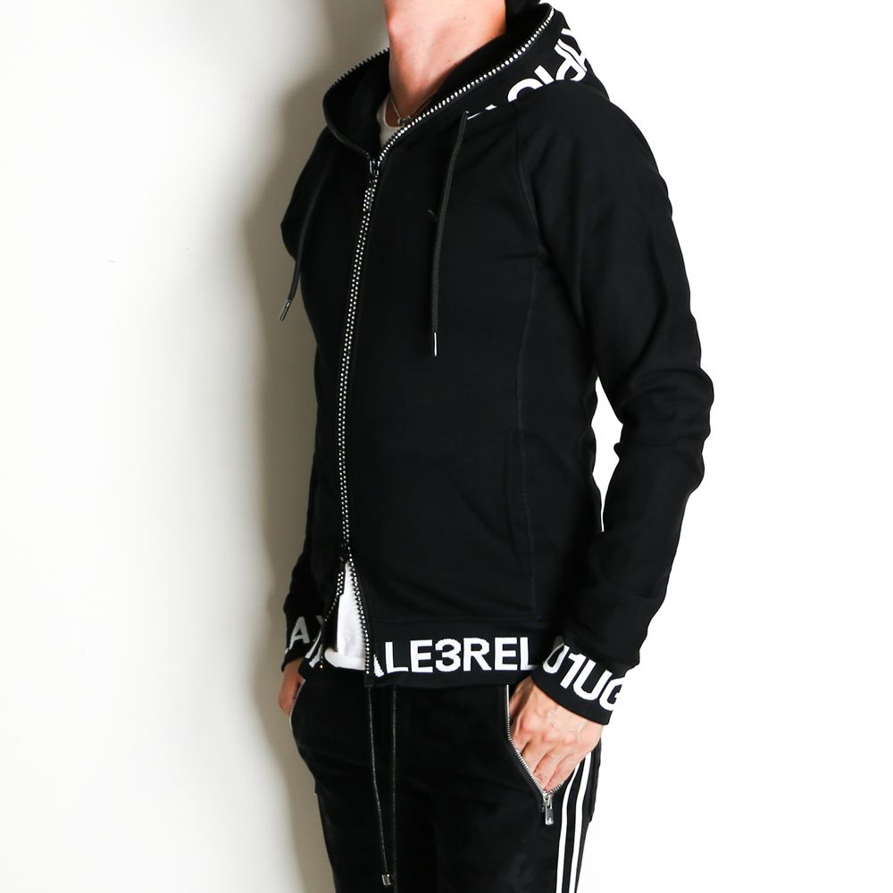 1PIU1UGUALE3 RELAX - RIB LOGO ZIP HOODIE / リブロゴ ジップアップ ...