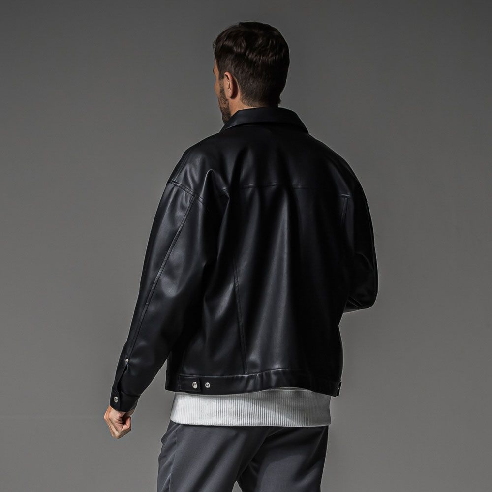 LEATHER OVER 3RD G - BLACK / エコレザージャケット / RC37-JK-006