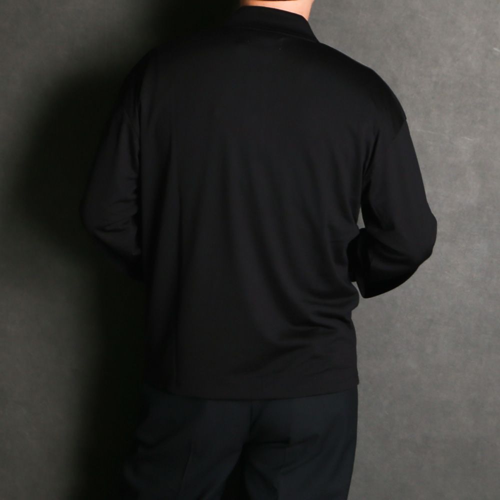 Long Sleeve Polo - Black / スーパー160sウール 防縮天竺 - ロングスリーブポロ / A26C12CS03C