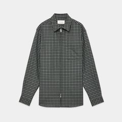 Zip Shirt - Moss Gray Check / オーガニックウールヴィエラチェック - ジップシャツ / A26C17SH03C