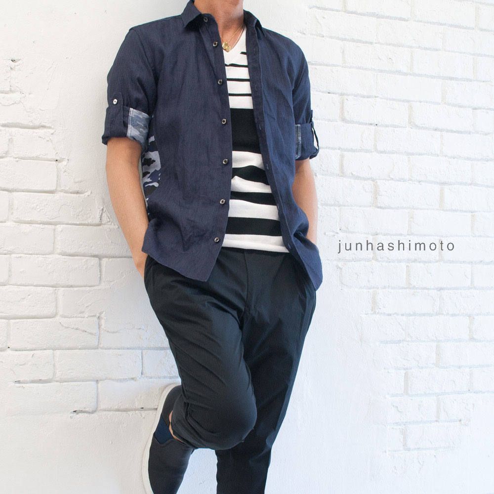 junhashimoto / ジュンハシモト リネン100％7分袖シャツ