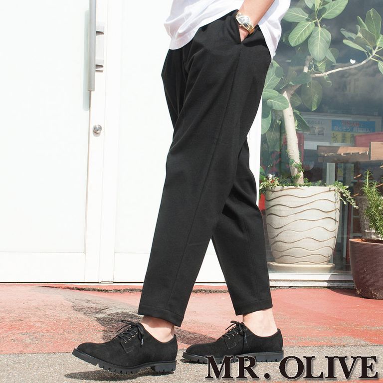 《MR.OLIVE》着脱可能なベルトがアクセントのワイドスラックス