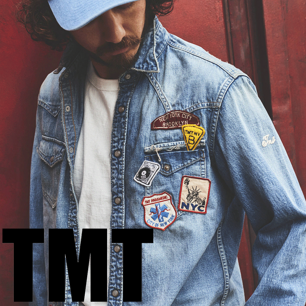 TMT ワッペンデニムストレッチシャツ Mサイズ | ardnacrushaprint.ie