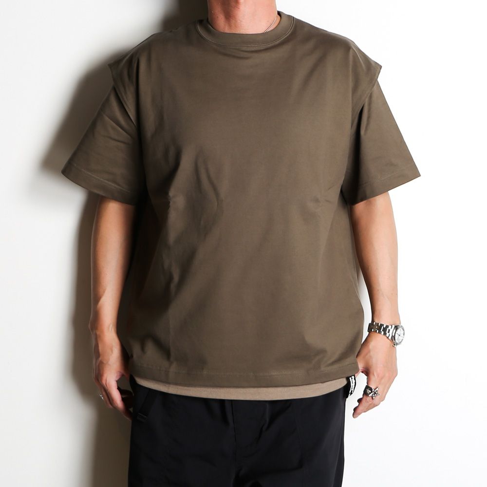 【ラスト1点-サイズ2】 THE FUNCTIONAL LAYERED S/S TEE WITH BREATHABLE - KHAKI / 2401002