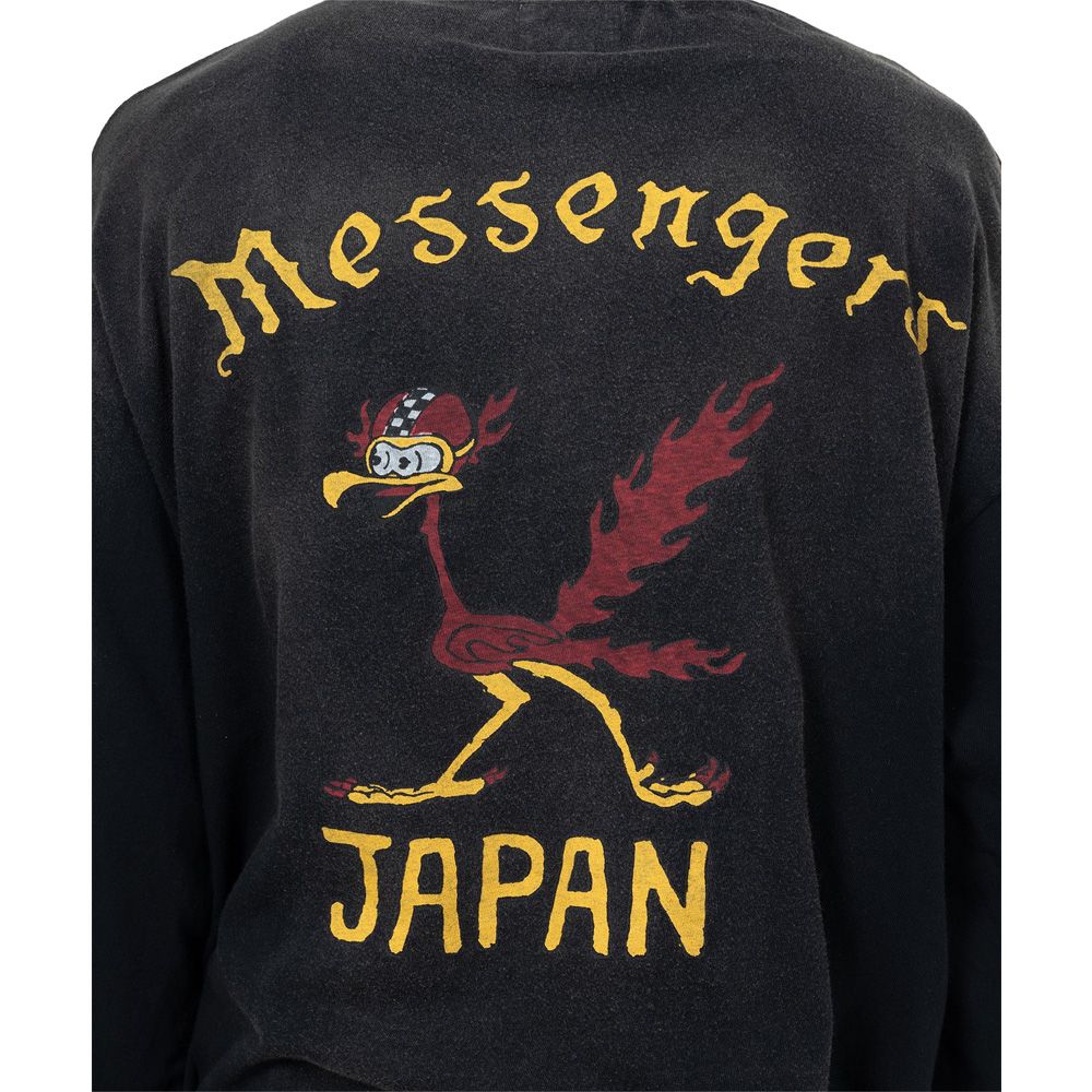 "Messenger Bird" Distressed Pocket L/S T-shirt - BLACK / グラフィック Tシャツ / G15LT086