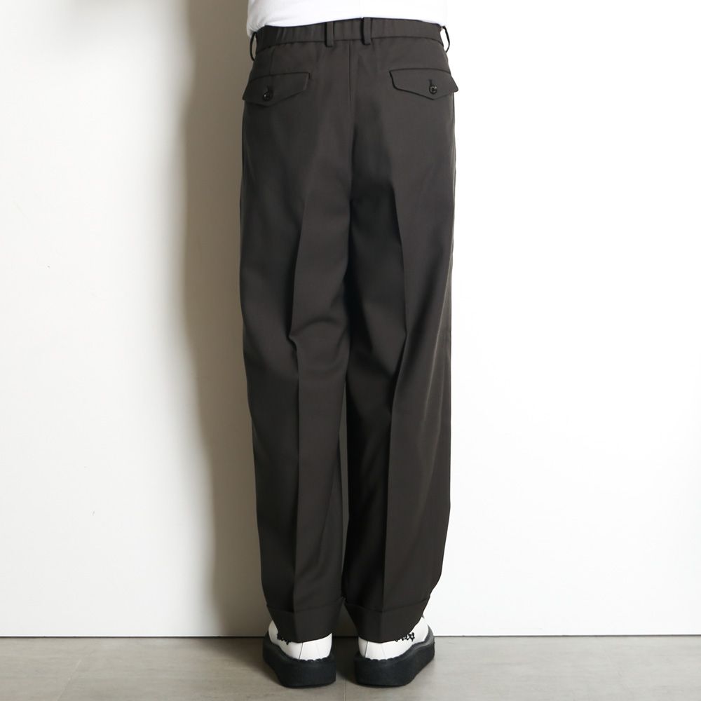Double Pleated Semi Easy Trousers - Dark Sage / 3/60 オーガニックウールサバイバルクロス® - ダブルプリーテッドセミイージートラウザーズ / A26C07PT02C
