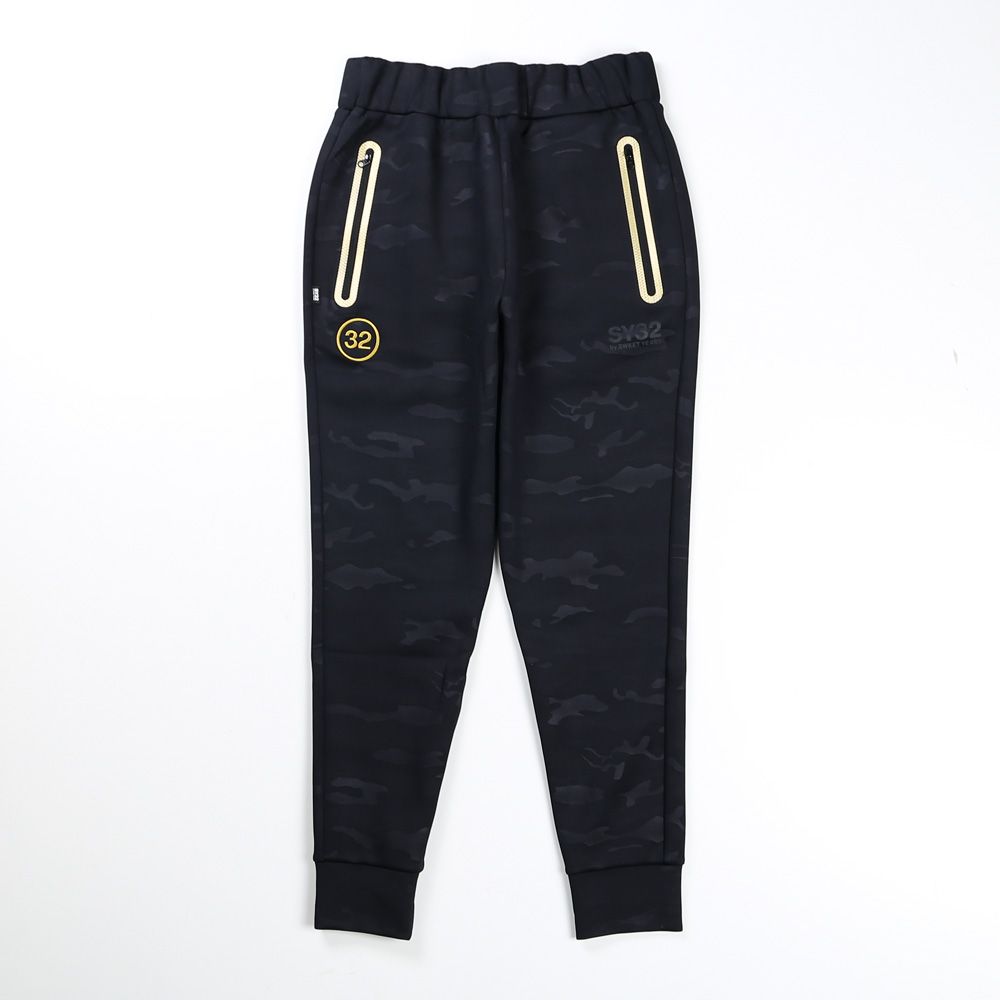 SY32 by SWEET YEARS - DOUBLE KNIT EMBROIDERY LOGO LONG PANTS 