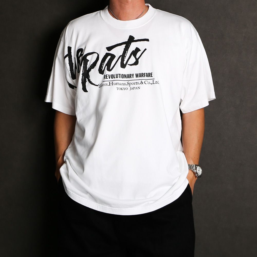 RATS - 【ラスト1点-サイズS】 SCRIPT BIG LOGO TEE / プリント T