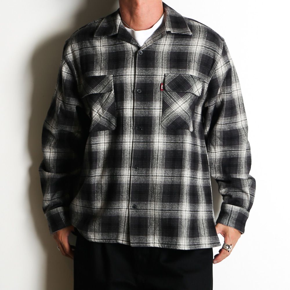 【ラスト1点-サイズM】Ombre Check L/S Shirt (25aw) - BLK / オンブレチェックシャツ / HS-090325