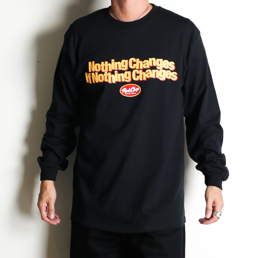 NC OVAL SCRIPT L/S TEE - BLACK / ロングスリーブTシャツ