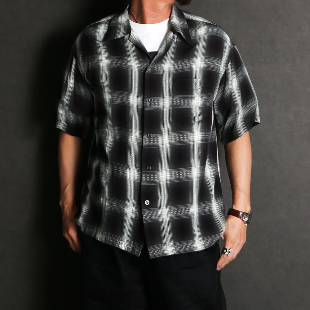 Rayon Dobby Plaid S.S Open Collar SH - BLT / 2604-5004