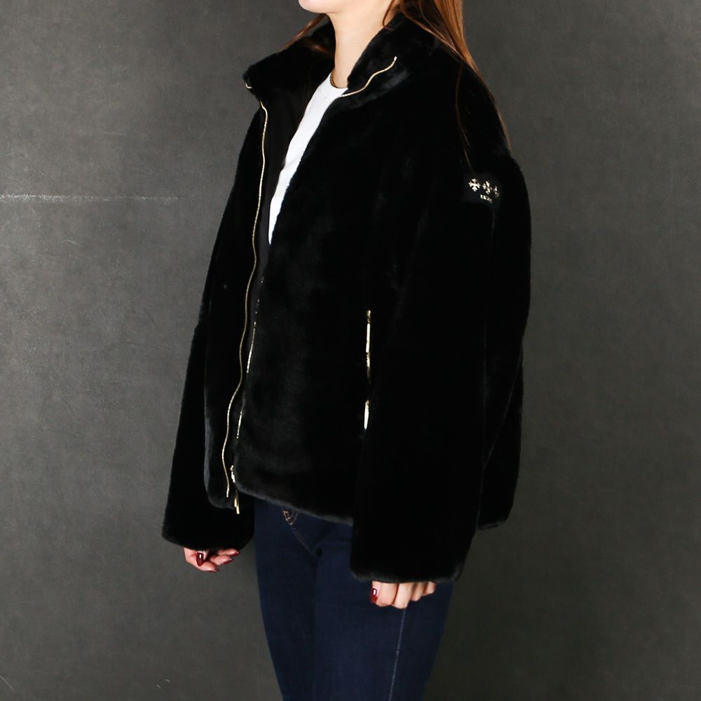 【レディース】 BARBRA バルブラ - BLACK / エコファー スタンドカラーブルゾン (フリース) / LJXA0038033588