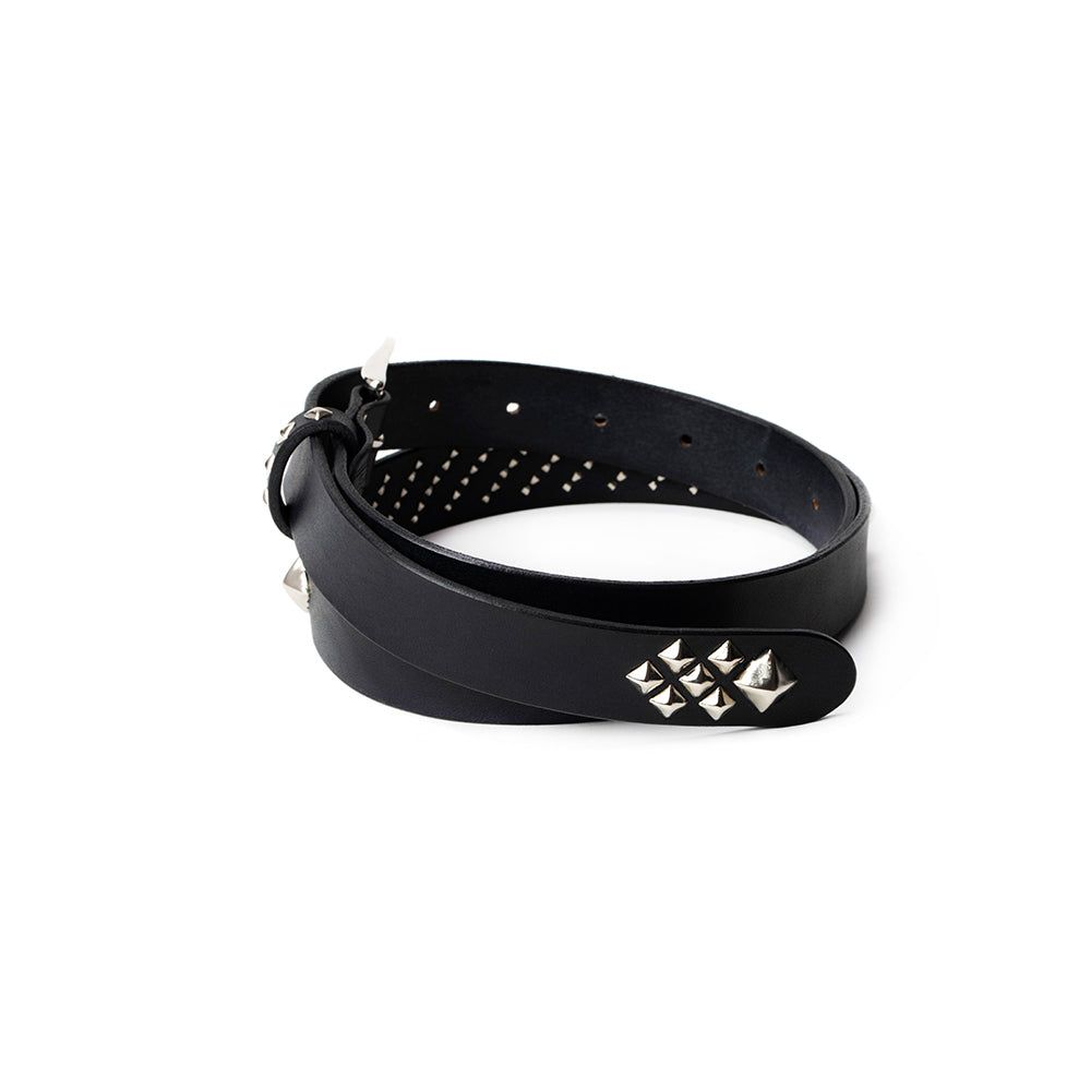 CALEE - STUDS LEATHER NARROW BELT / スタッズ レザー ベルト