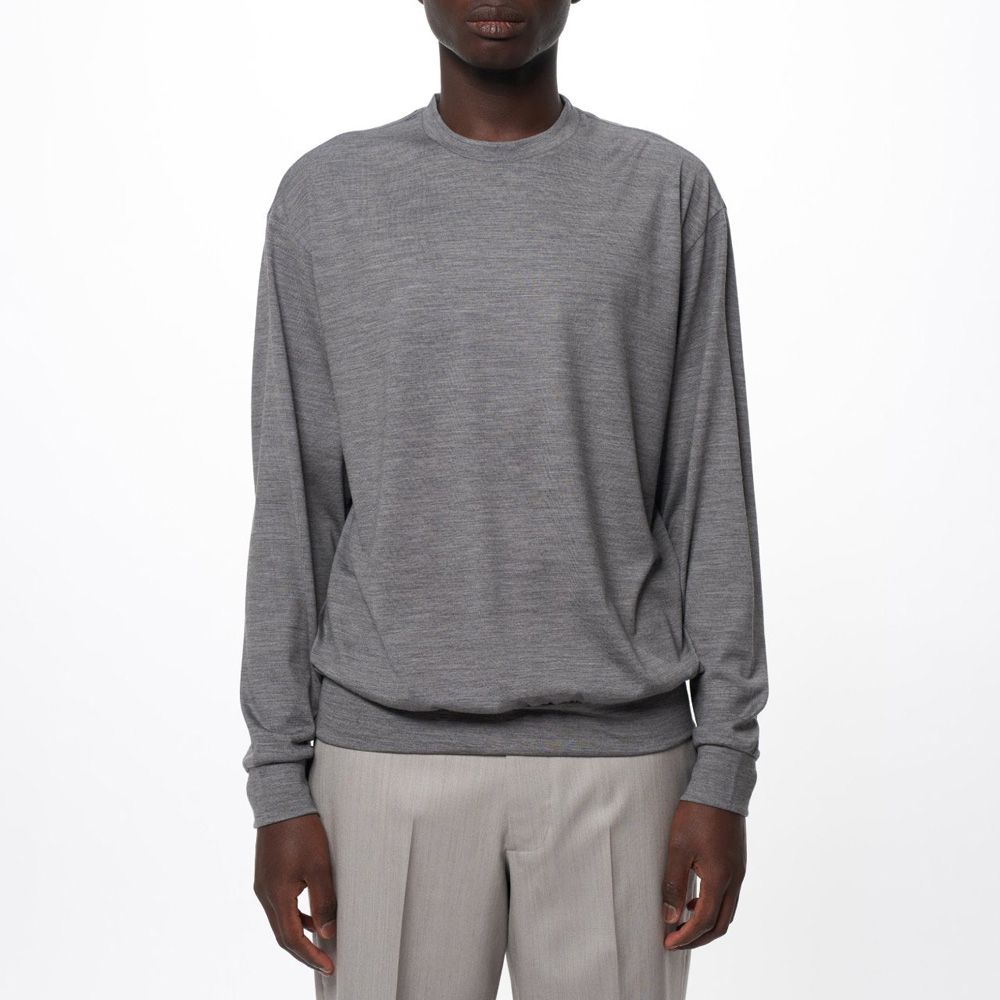 Crew Neck L/S Tee - Top Gray / スーパー100sウォッシャブルウール天竺 - クルーネック L/S Tee / M26C15CS03C