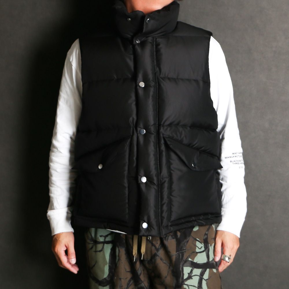 SILK DOWN VEST - BLACK / シルクタフタ - シルクダウンベスト / A25C17BL01A