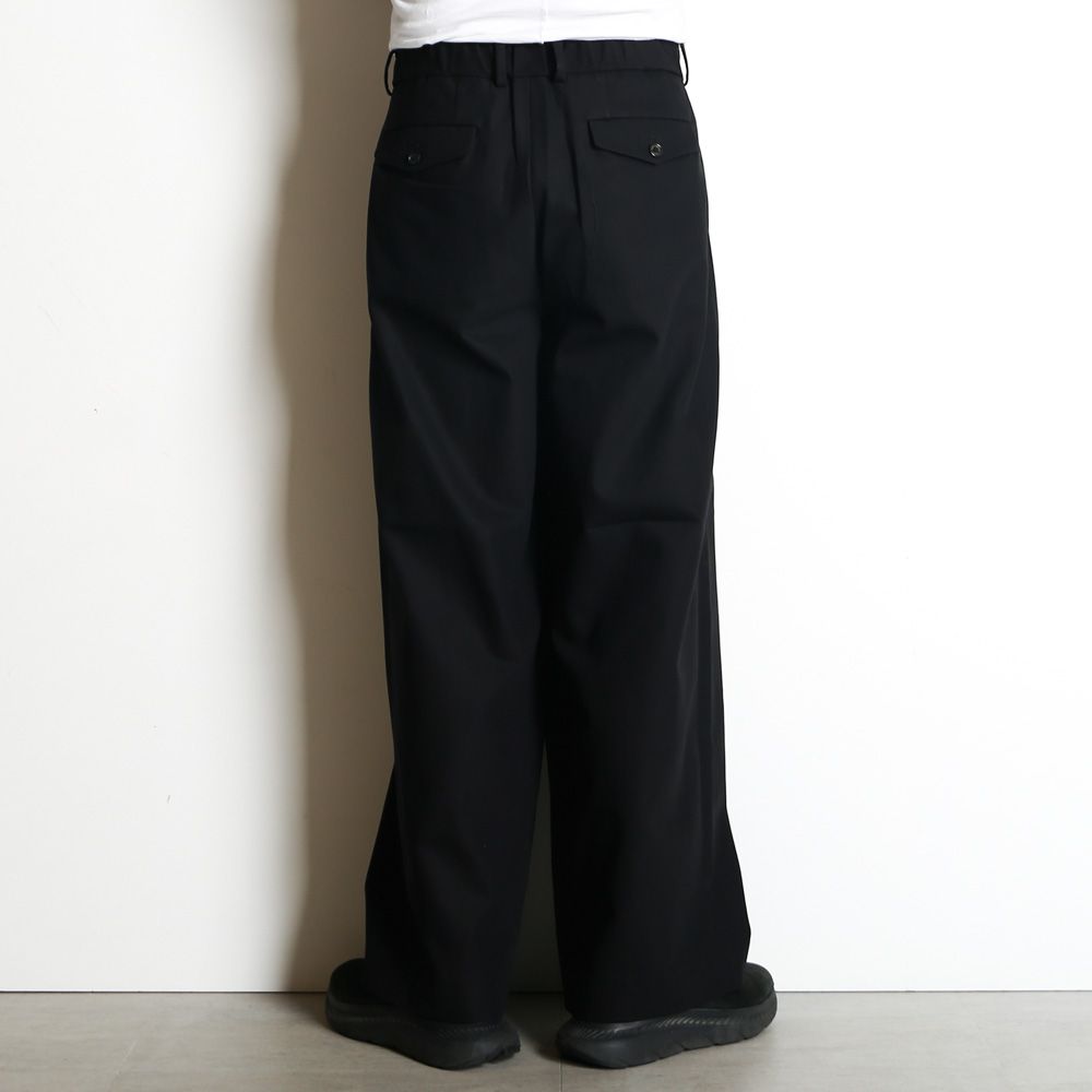 TRIPLE PLEATED WIDE TROUSERS - BLACK / オーガニックコットン サバイバルクロス - トリプルプリーテッドイージートラウザーズ / A26A93PT03C
