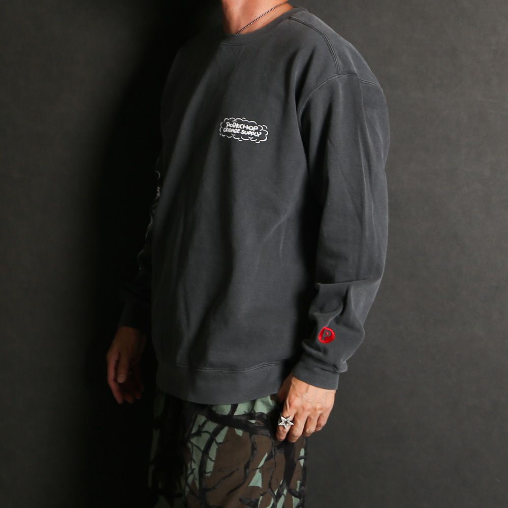 RUNNING LOGO SWEAT - ASH BLACK / スウェット