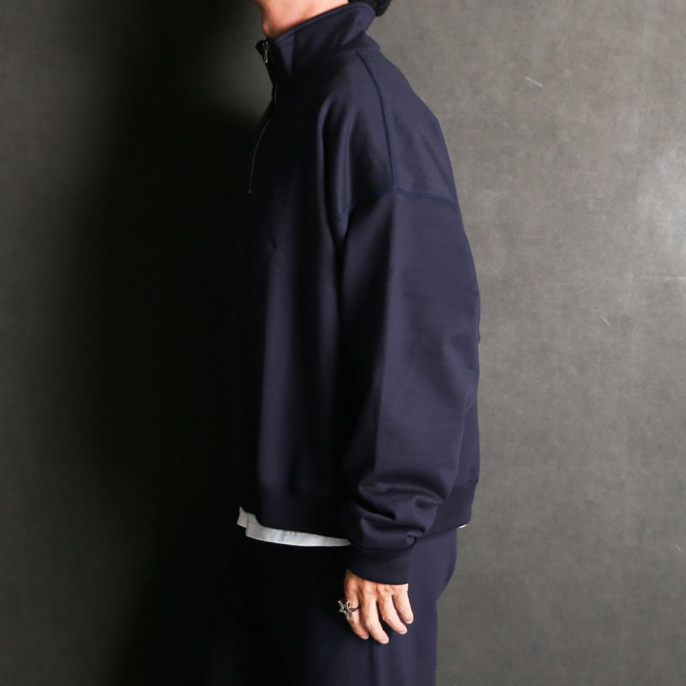 SHORT QUARTER ZIP PULLOVER - D.NAVY / オーガニックコットンヘビー吊裏毛 - ショートクォータージッププルオーバー / A25D03CS02C