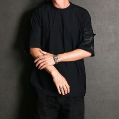 MILITARY NYLON OVER TEE - BLACK / ナイロンポケットビッグTシャツ / RC40-T-008