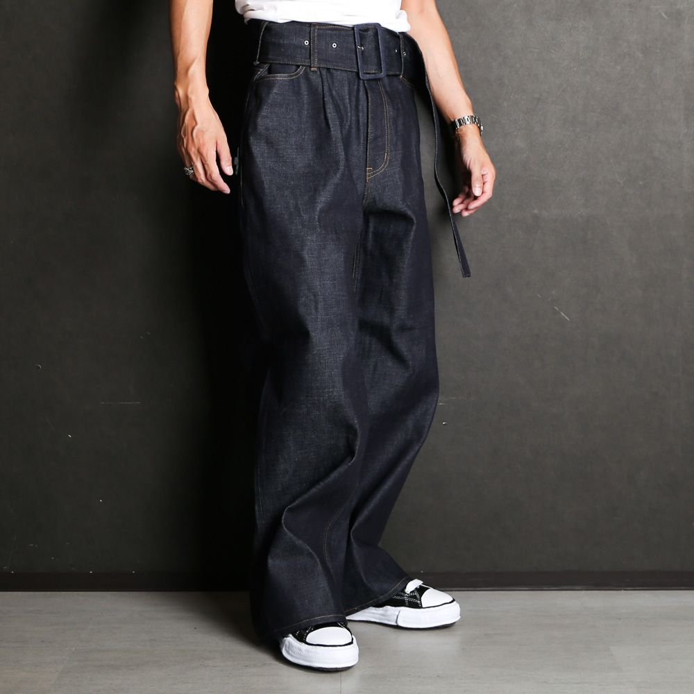 FACETASM - BELTED BIG HEART DENIM / ワイドパンツ / MKS-PT-M02