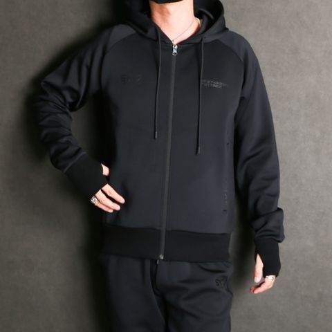 DOUBLE KNIT EMBOSS LOGO ZIP HOODIE / ジップアップ フーディー / 12561