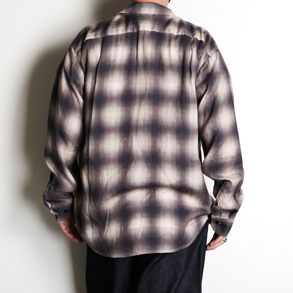 Drape Denim Ombre Check Loose Work SH / 2304-5005