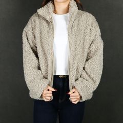 【ラスト1点-サイズ2】【レディース】 LUELA ルエラ - L.GRAY / ボア スタンドカラーブルゾン (フリース) / LJXA0041033588