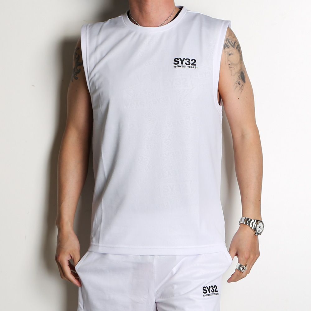 SY32 by SWEET YEARS - EMBOSS LOGO NO SLEEVE TEE / ノースリーブ T